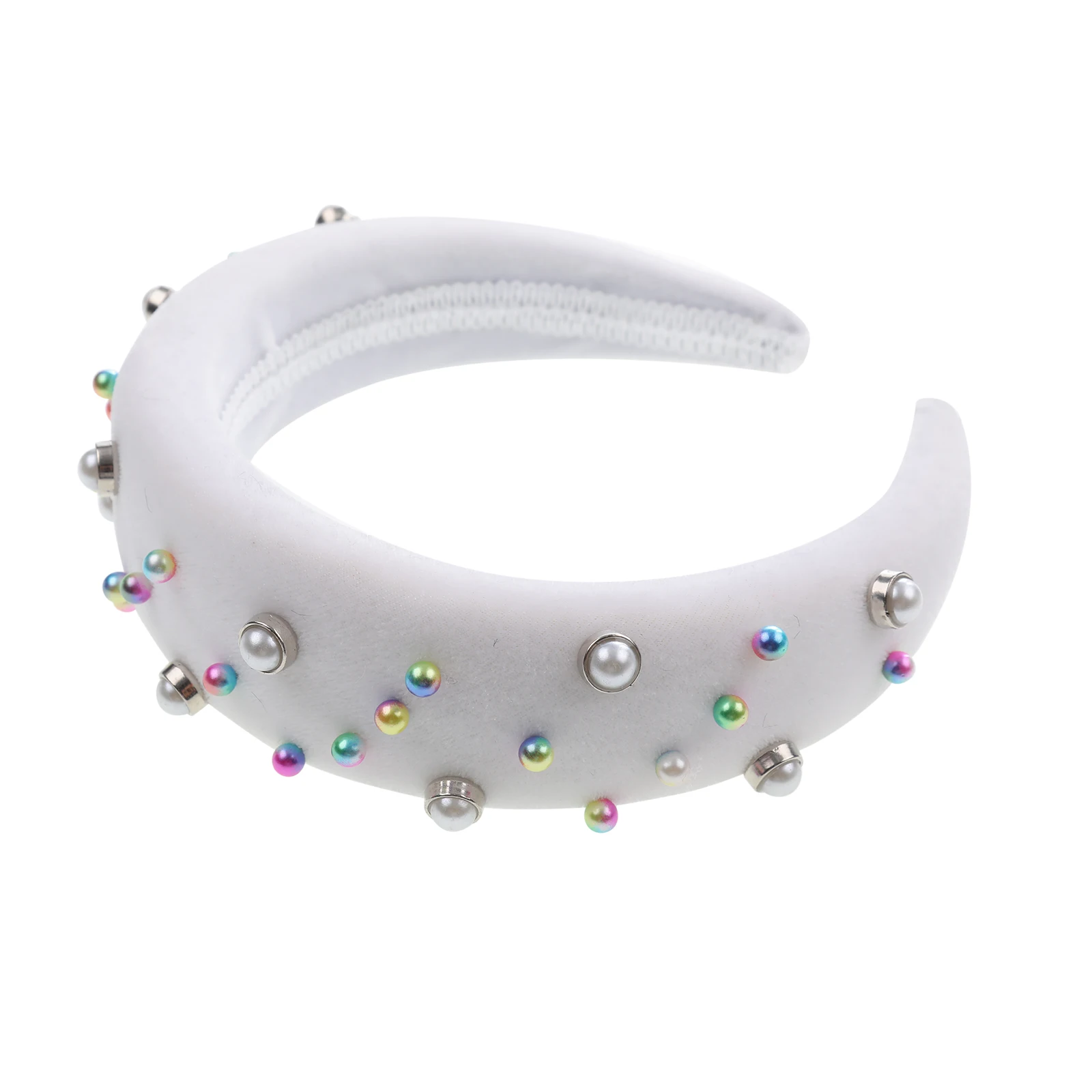MOLANS твердый красный бархатный спонж, повязка на голову, белый, украшенный жемчугом, женские аксессуары для волос, бусы, шикарные повязки на голову, толстая повязка на голову - Цвет: 2