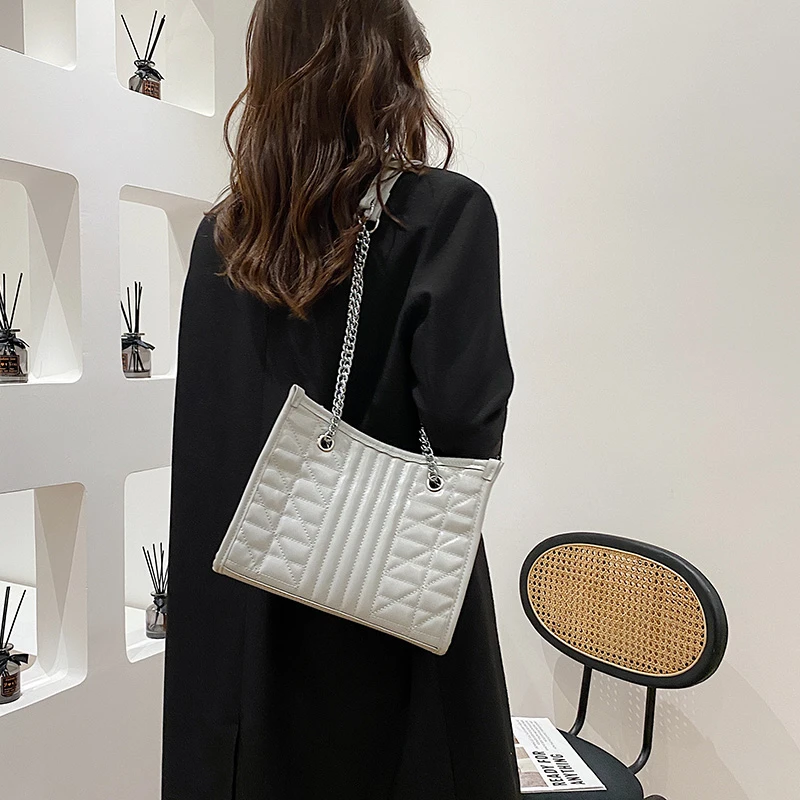 Большие сумки на одно плечо для женщин простые тоуты стеганая Женская