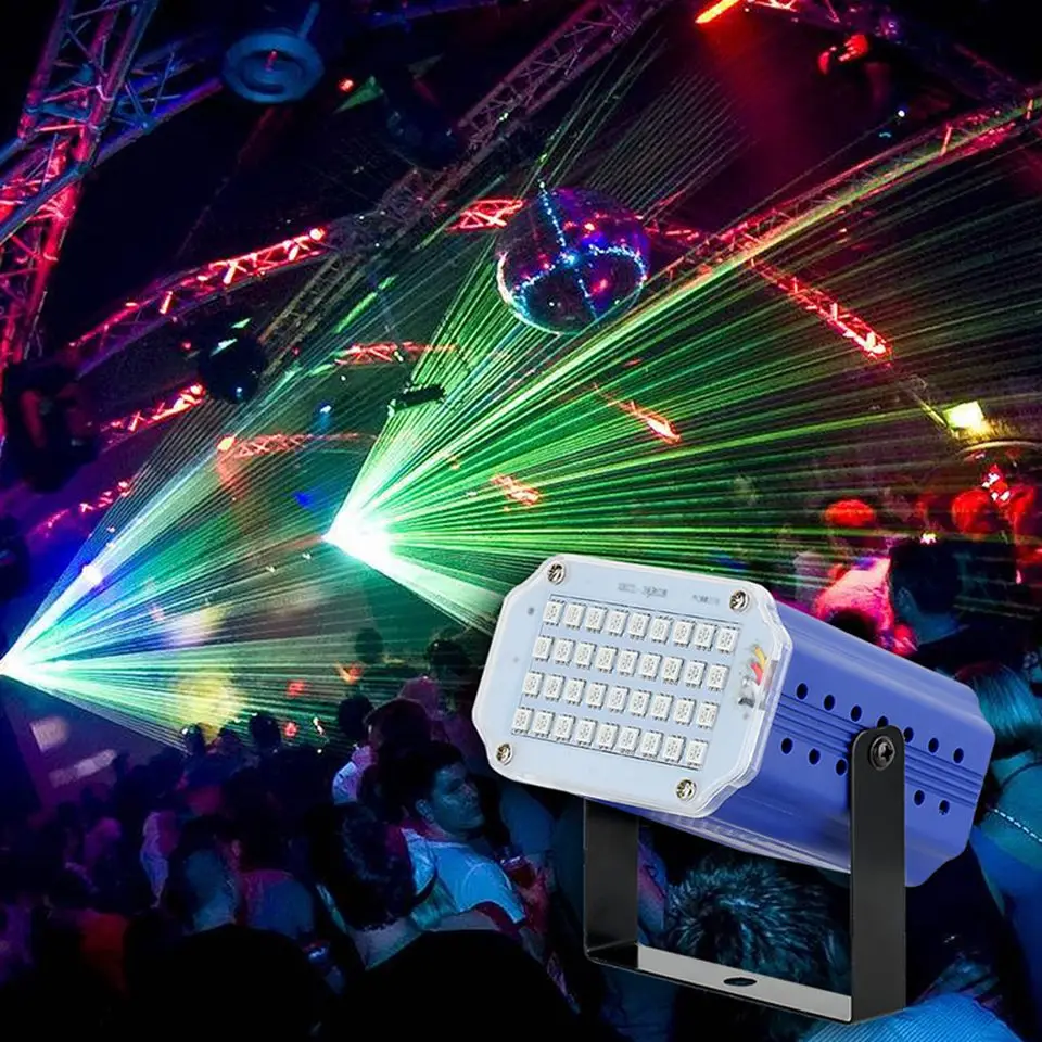 DJ Дискотека музыкальная Вечеринка 36 LED Звук Активированный лазерный проектор