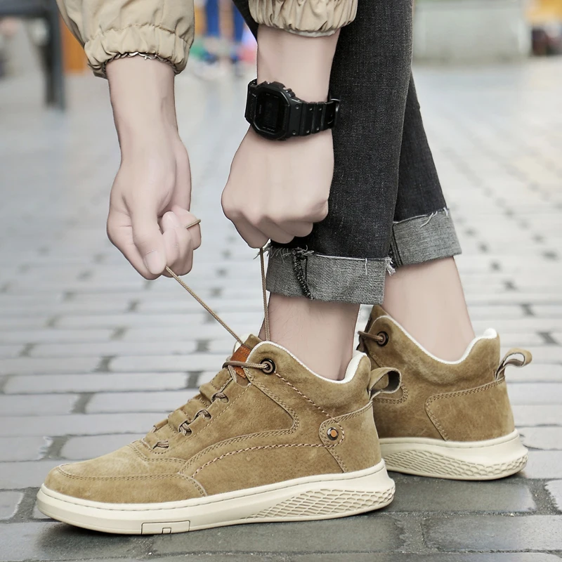 Harga SusuGrace Mewah Pria Sepatu Kulit Asli Pria Kulit Boot Outdoor Bernapas Gaya Sepatu Pergelangan Kaki Pasang Kaos Alami Kulit Babi 37-45