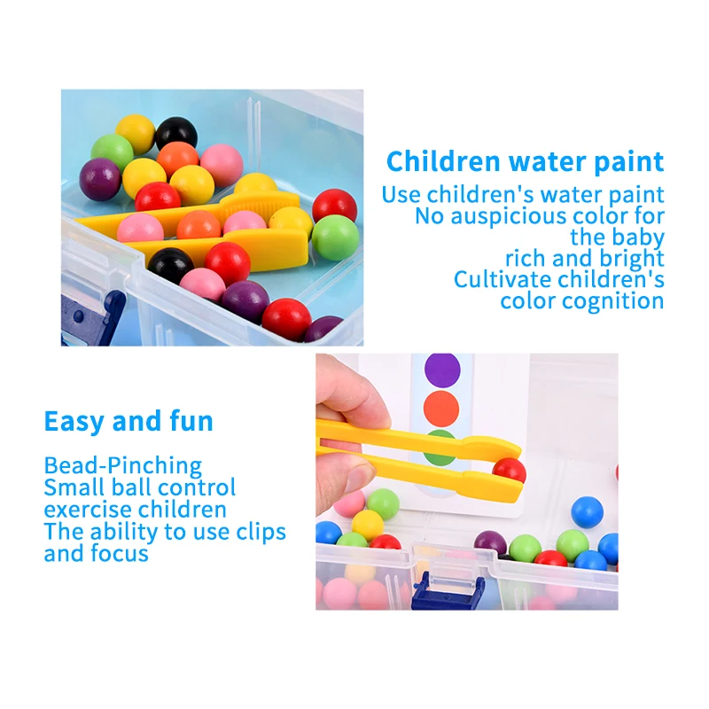 

Kids Early Learning Educational Montessori Color Sorting Wooden Toys Test Tube Toy Hands Brain Training Clip Beads Math Toy Game