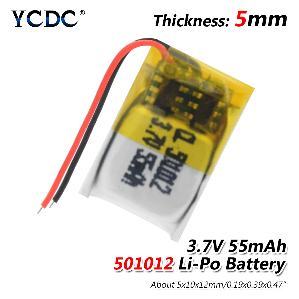 3 7 V Lipo Cell 501012 55mAh литиевая батарея для гарнитуры умный Браслет MP3 литий полимерный