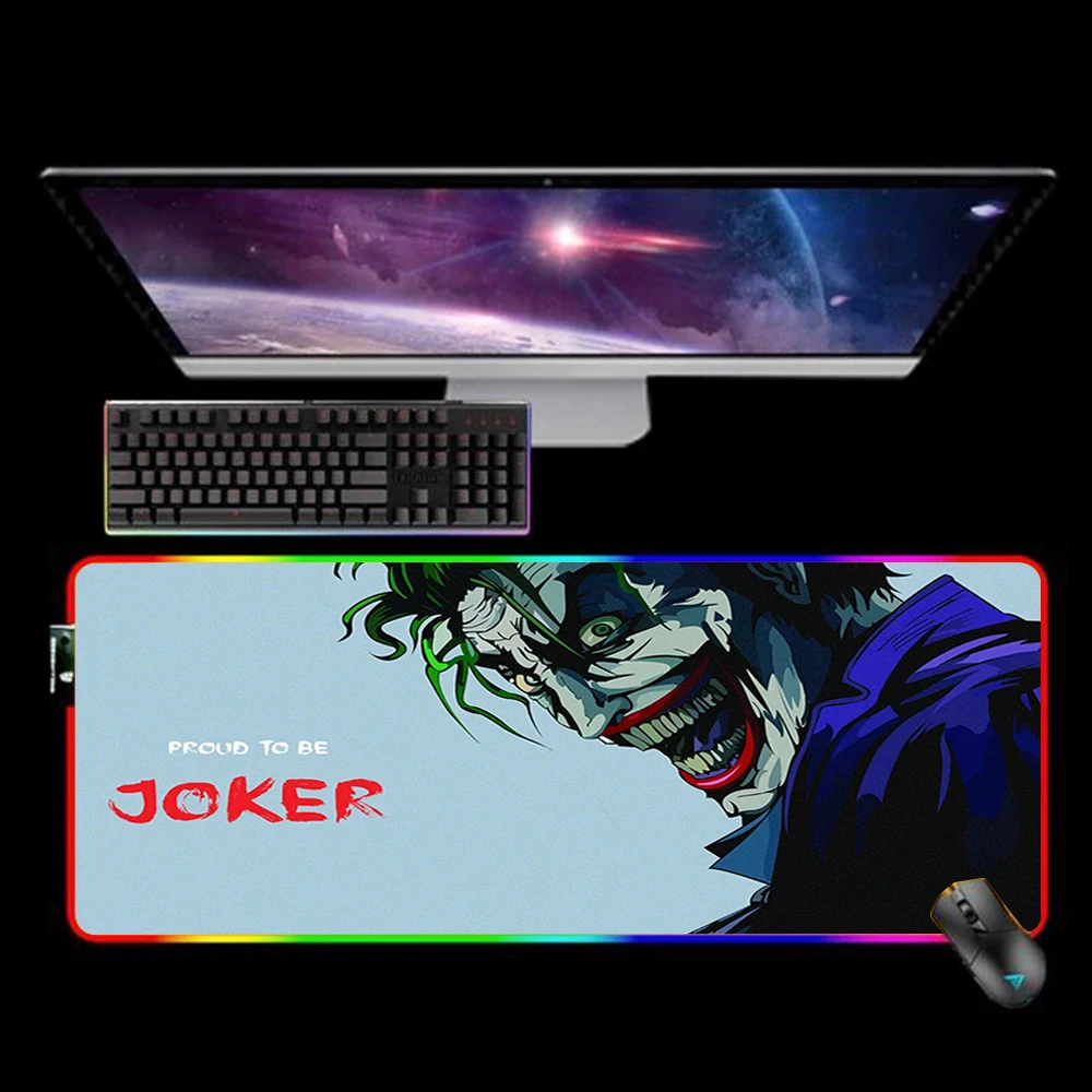 

RGB Cartoon Mouse Pad Joker Laptop Gaming Accessiores XL Mousepad Tapis De Souris Mause Pad Rubber No-slip with Backlit Mausepad