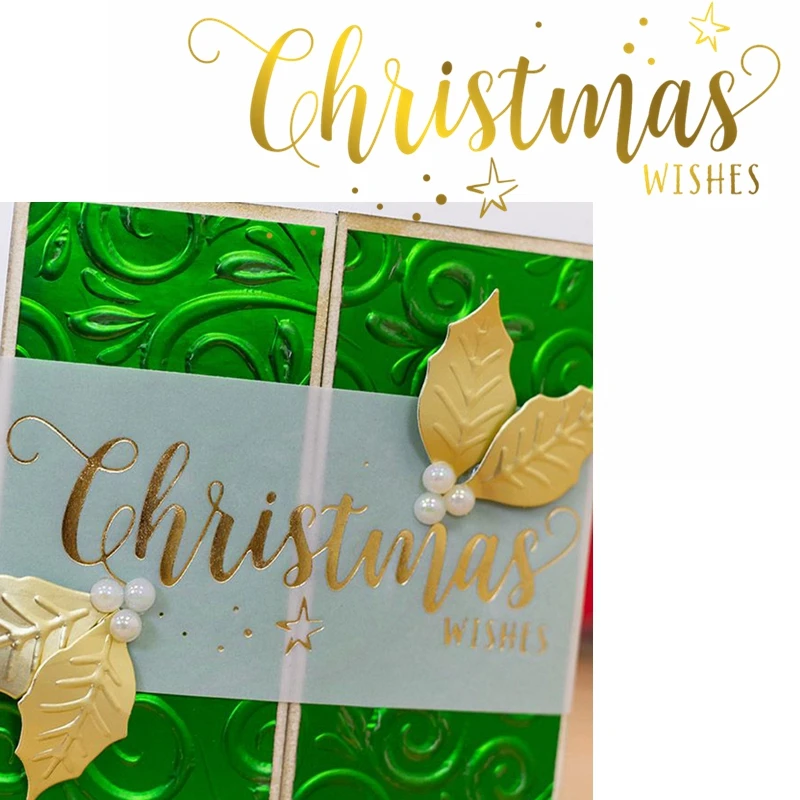 Рождественские пожелания Горячая Фольга пластина мерцание декоративные фразу