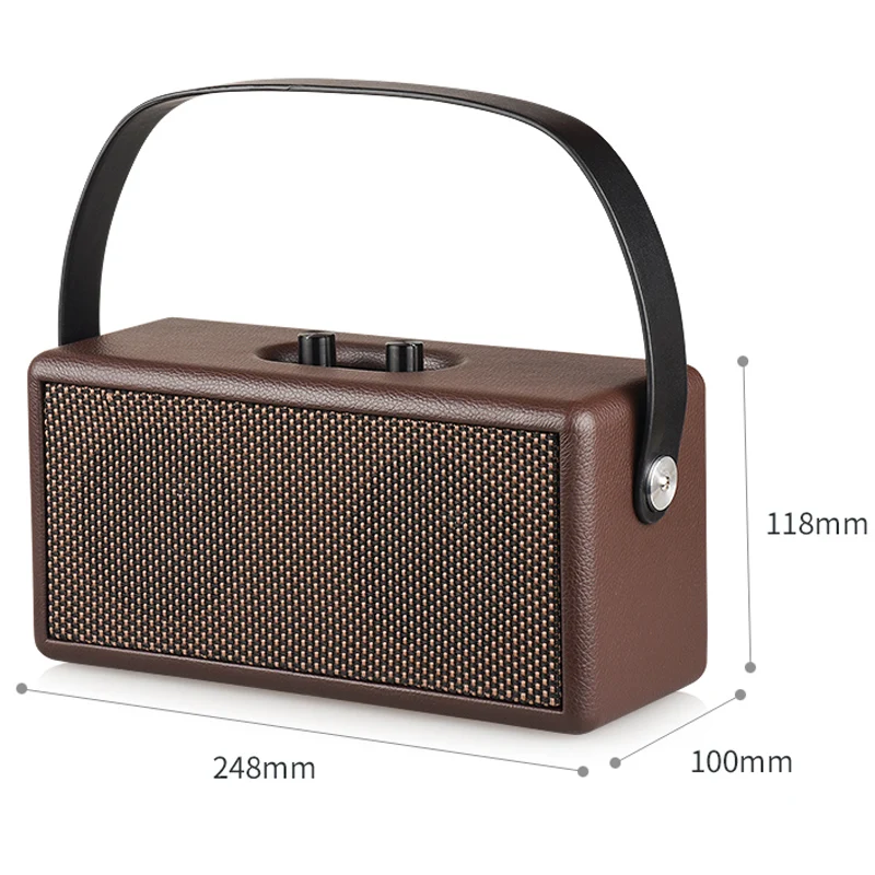 

AWEI Y25 16W Vintage Brown/Black Portable Wireless Bluetooth Speaker Retro Wood Design Stereo Sound for Camping/Dancing/Outdoor
