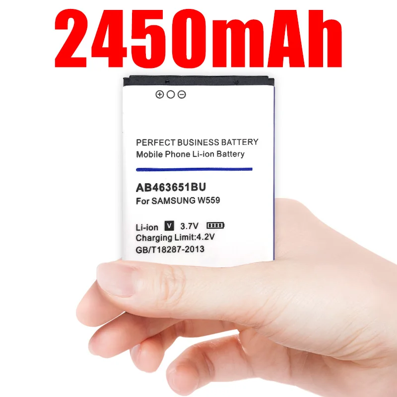 Аккумулятор AB463651BU AB463651BE 2450 мАч для Samsung S7070 S5608 S3370 L700 w559 S5628 C3222 F270 F400 M7500 M7600 S3650 S3830