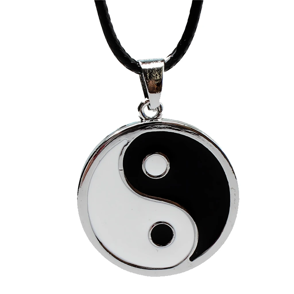 Металлическая эмалированная подвеска Yin Yang с цепочкой из искусственной