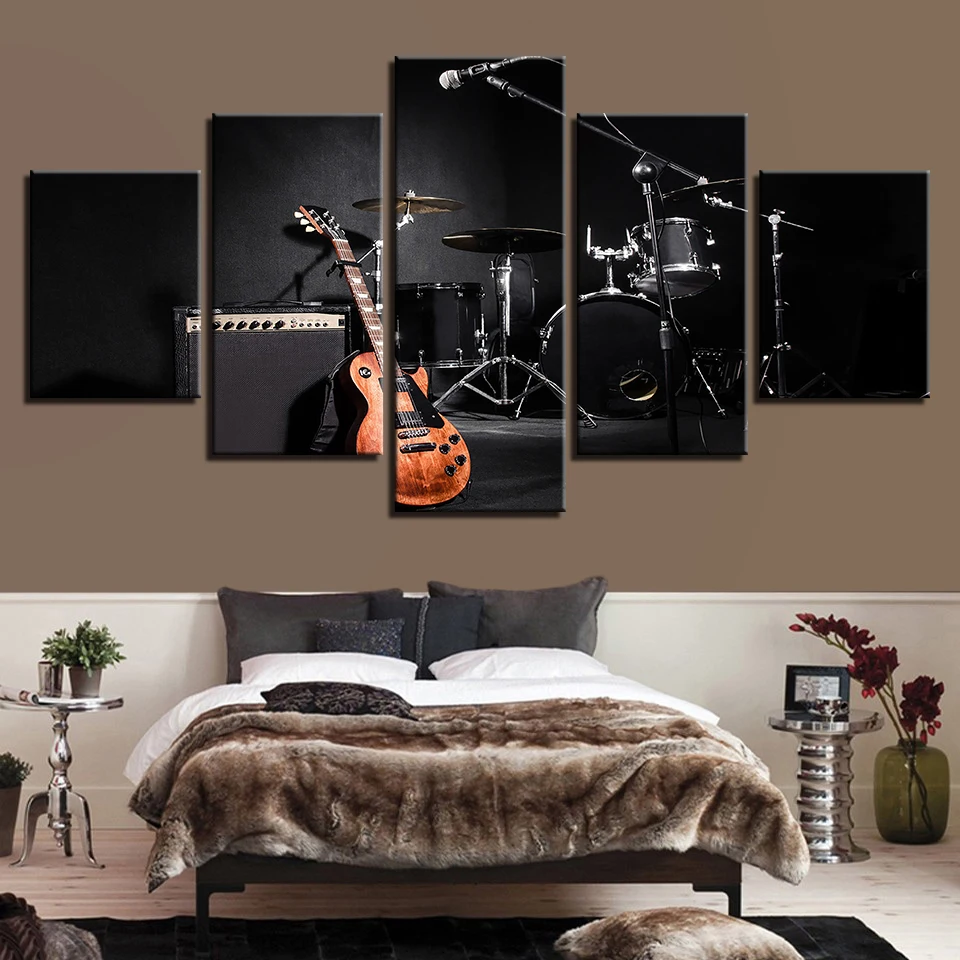 

Modern Guitar Piano Drum Instrument Music Wall Art Print Canvas Painting Nordic Posters and Prints Picture Home Decoretion Home