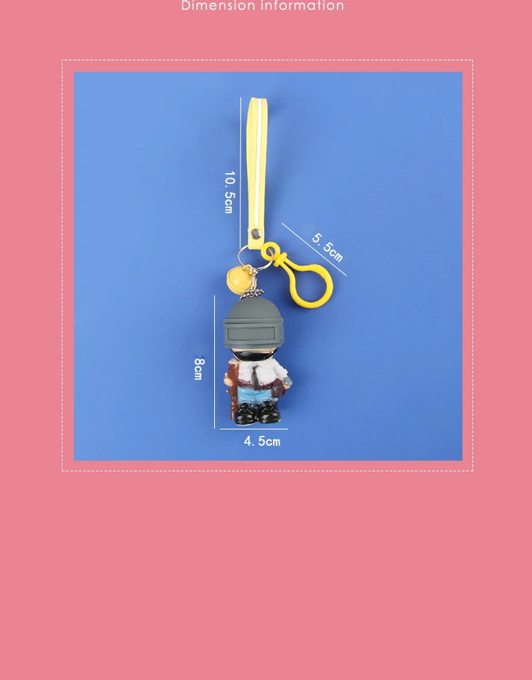 

desperately 2020 Cartoon PUBG Keychain Level 3 Helmet PVC Doll Saucepan Key Chain Ring Fans Battle Grounds Keyring Gift Hero Hot
