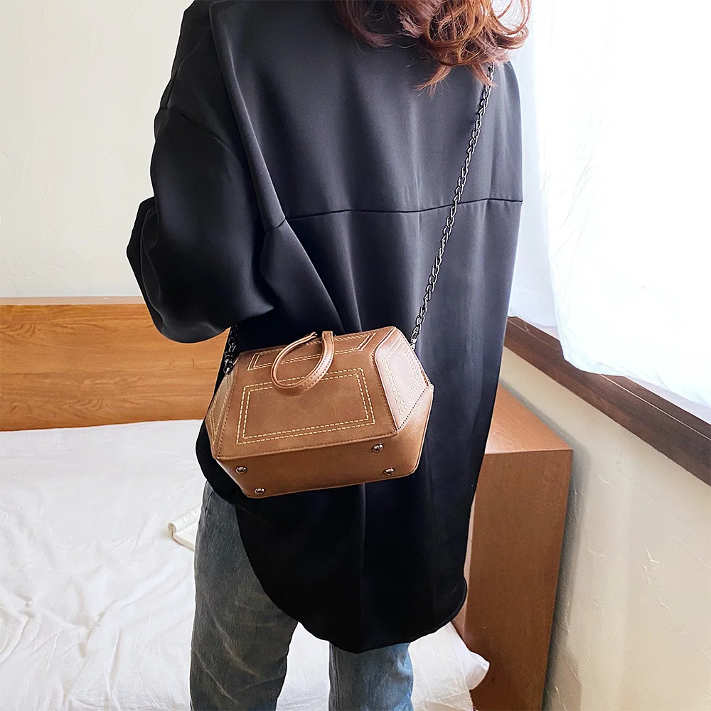 Vintage Burgundy Small Messenger Bag for Women Borsa Donna Chain Pu Leather Crossbody High Quality Clutch Female Sac | Багаж и сумки