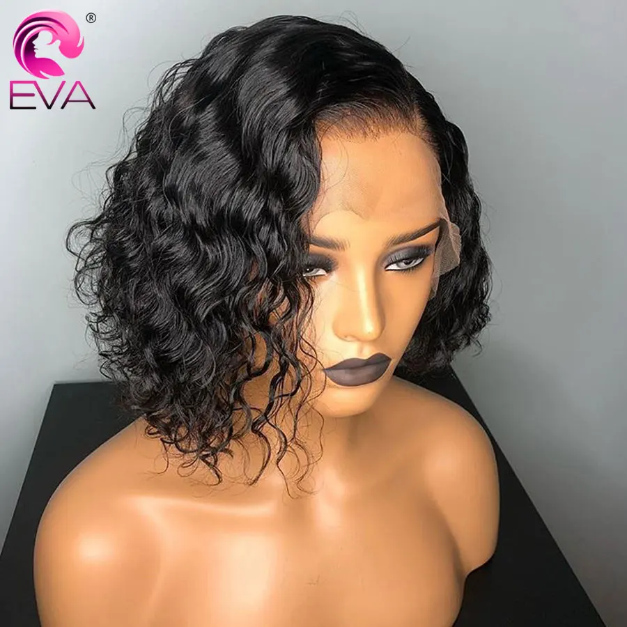 ЕВА короткие парики из человеческих волос 360 передний парик на сетке глубокие