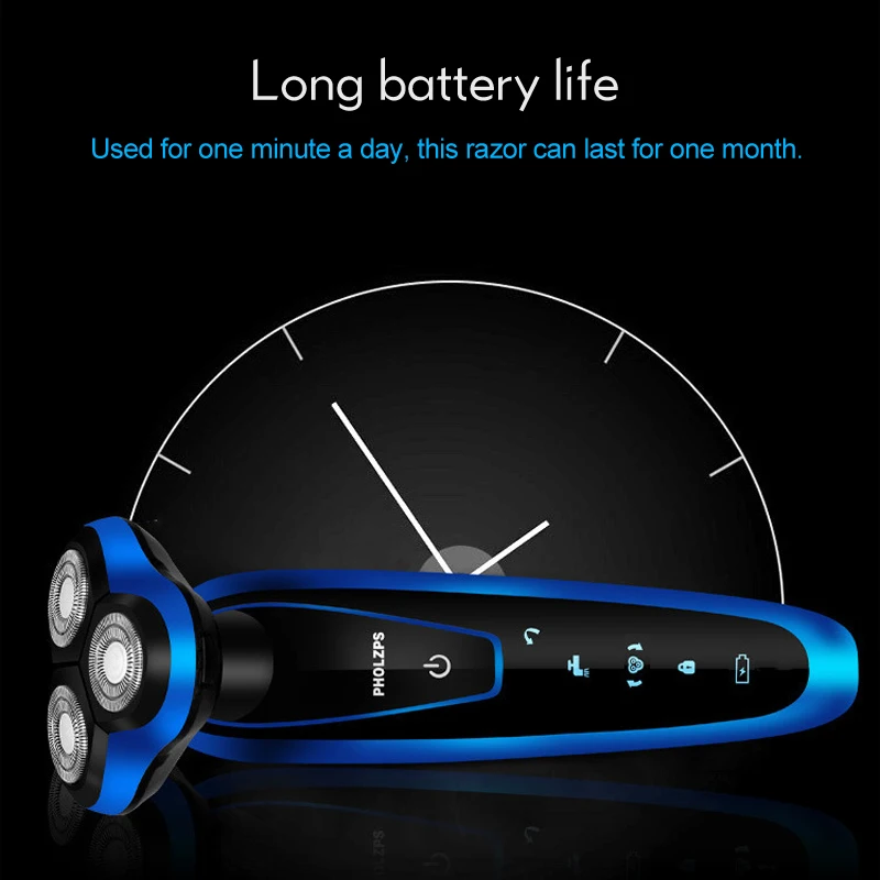 3 в 1 электробритва для мужчин, моющийся станок для бритья, перезаряжаемый 3D тройной плавающий нож, бритвенная головка, триммер для бороды, инструмент для ухода за бородой 40D