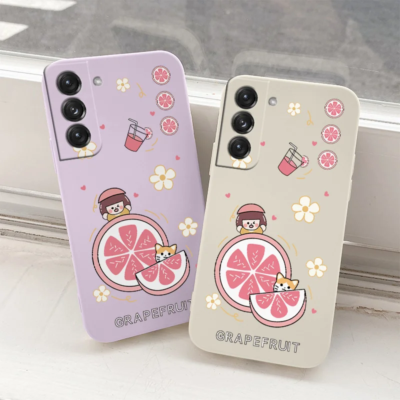 

Grapefruit Girl Liquid Silicone Case For Samsung Galaxy S21 S20 FE S10 S9 Ultra Plus S10e Note 20 ultra 10 9 Plus Phone Cover