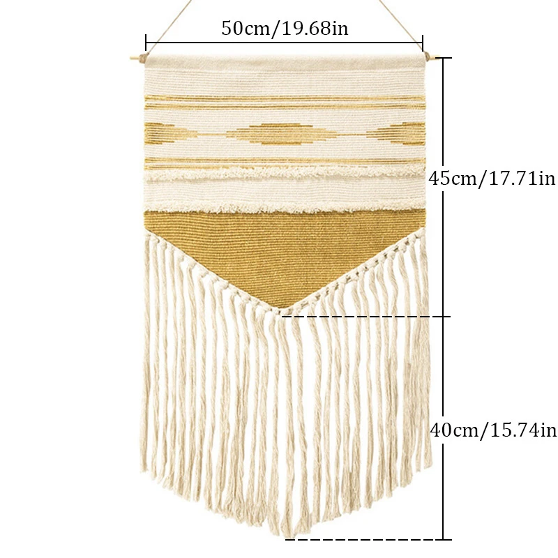 Настенный подвесной гобелен в стиле бохо из ткани макраме с геометрическим