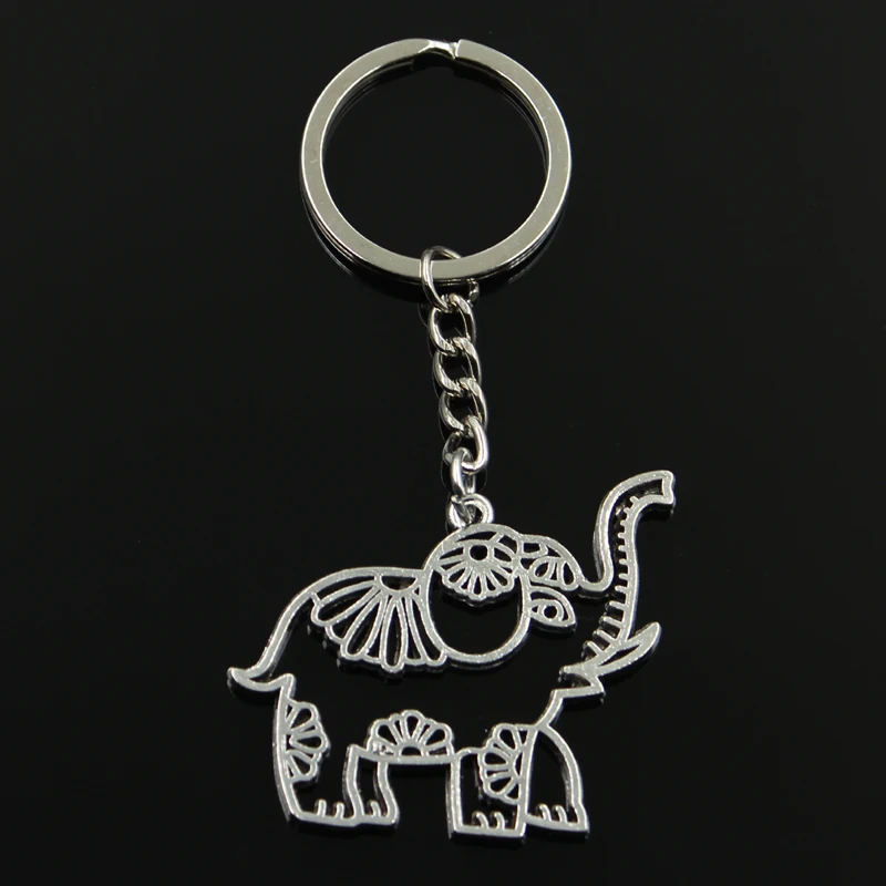 Модный брелок 41x50 мм с полым слоном подвески из серебра для мужчин «сделай сам», мужские ювелирные изделия, брелок-держатель для автомобиля, сувенир для подарка