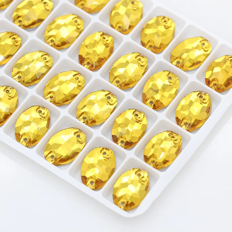 Овальные Стеклянные Камни для шитья всех размеров 18 цветов стразы с плоской