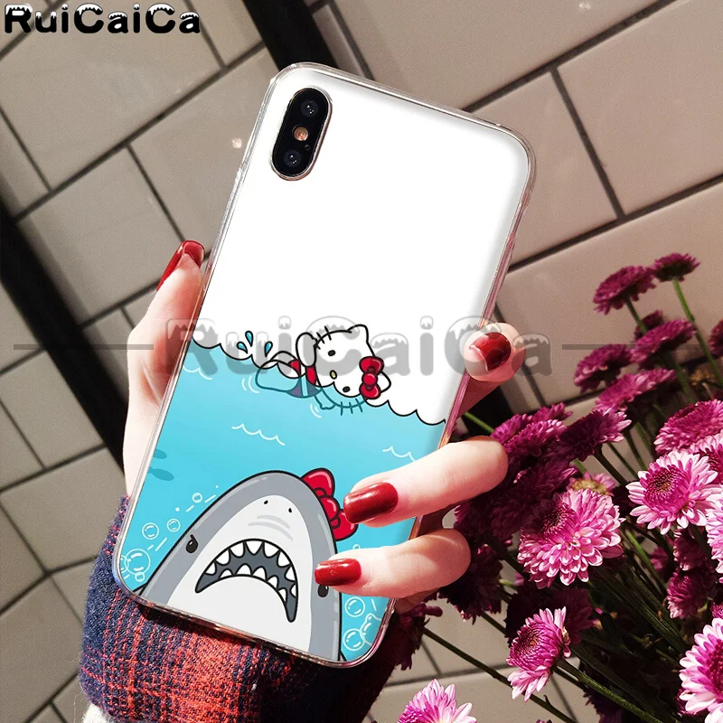 RuiCaiCa прекрасный розовый чехол hello kitty Coque Shell для телефона iPhone 5 5Sx 6 7 7plus 8 8Plus X XS MAX XR