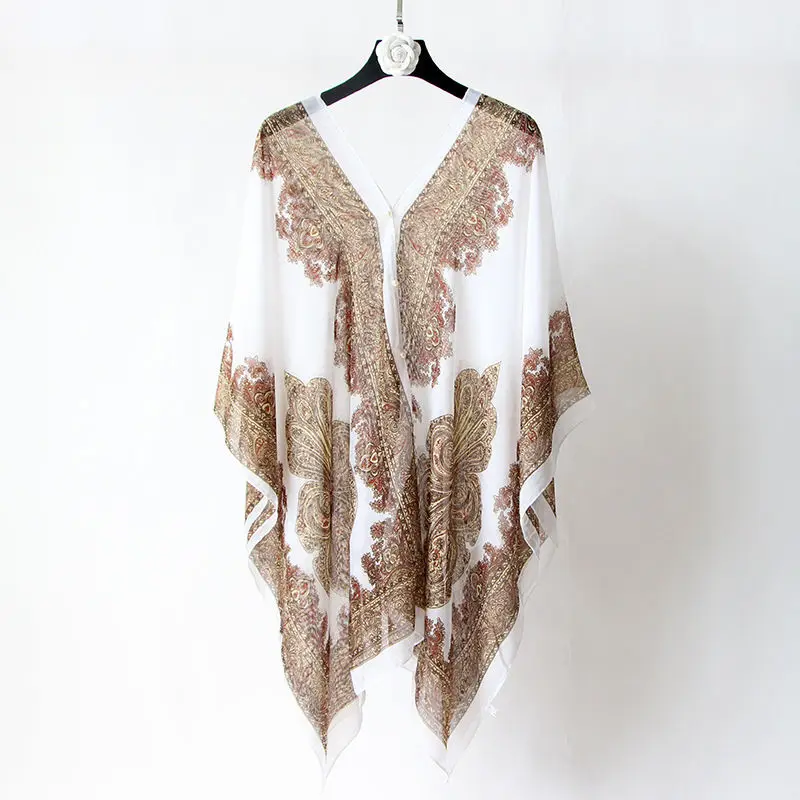 

Chiffon is prevented bask in beach towels scarf shawl female joker multi-function magic pearl clasp thin shade cloak shawls