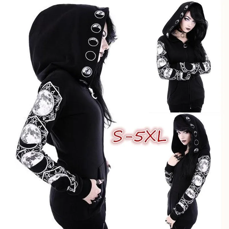 Women Hoodies Sweatshirt Hoody Casual Fashion Hoodie Letter Print Loose Long Sleeve Gothic Dark Style Tops Kawaii Sweatshirts