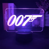 3d lamp the movie james bond 007 decoration night light alarm clock base light color changing dropship delivery table children