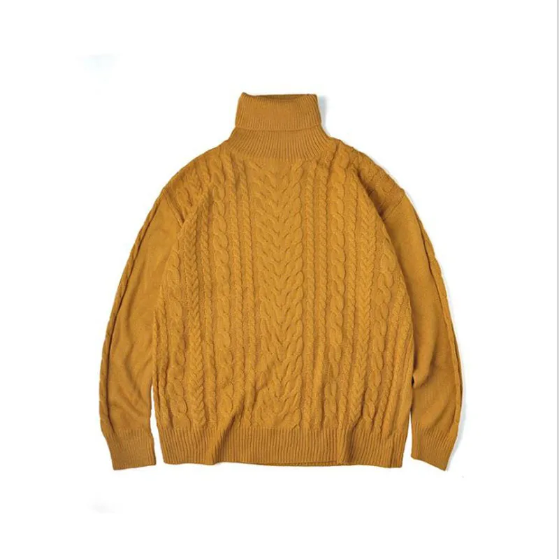 Свитер мужской вязаный осенне-зимний однотонный с высоким воротником винтажный