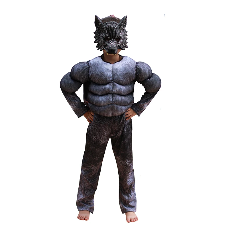 Boys Werewolf Suits Cosplay Kids Children Halloween Animal Wolf Costume Fancy Party Dress Jumpsuit