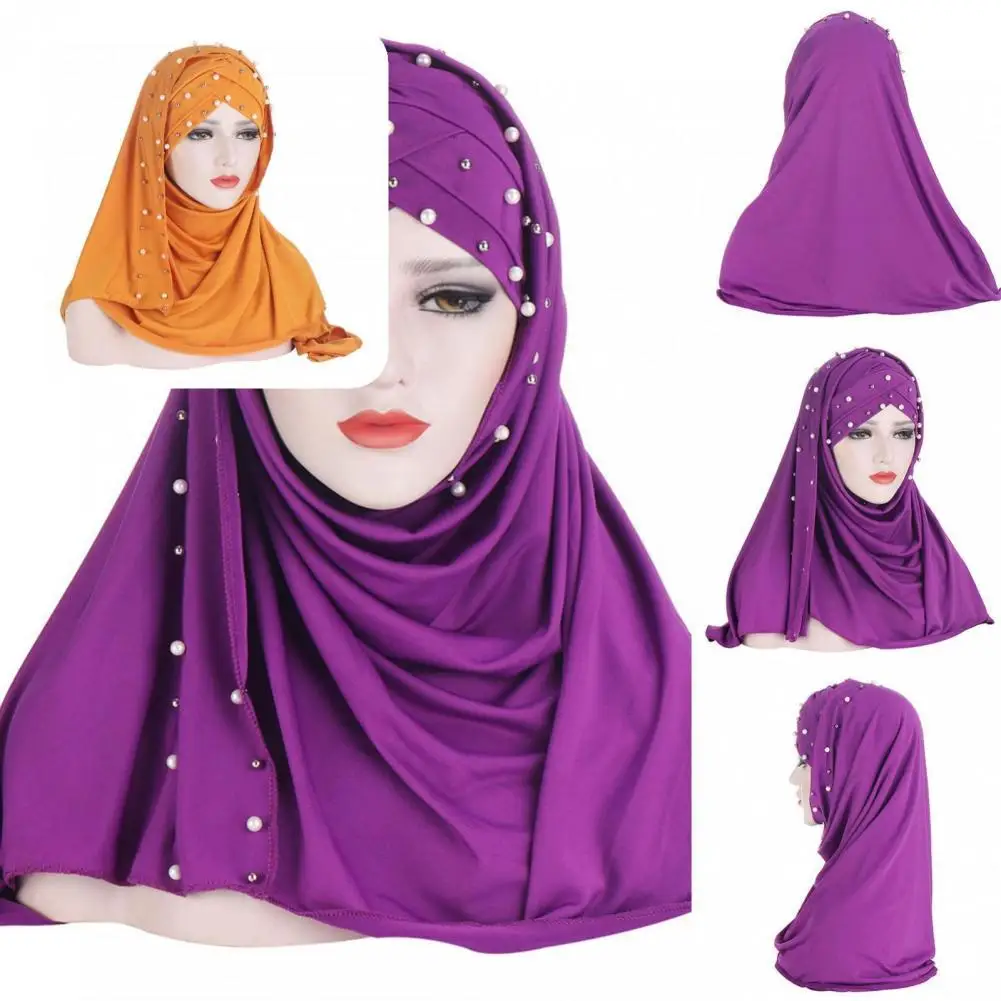 

Trendy Multifunctional Foldable Forehead Cross Beads Hair Wrap Scarf for Daily Wear Wrap Headscarf Head Wrap Scarf