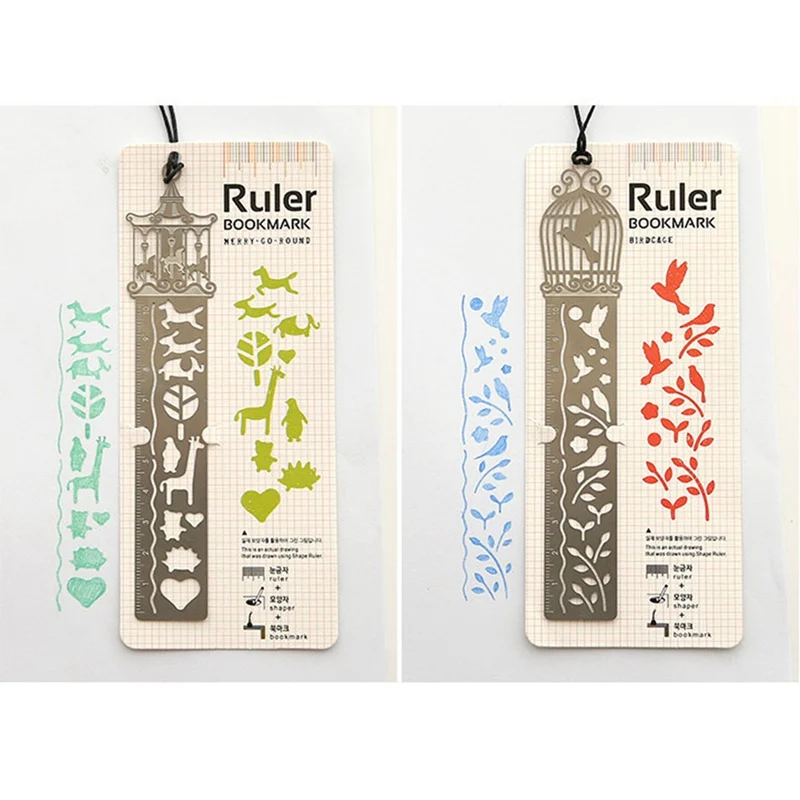 

Cute Kawaii Creative Horse Birdcage Hollow Metal Bookmark Ruler For Kids Student Gift School Supplies