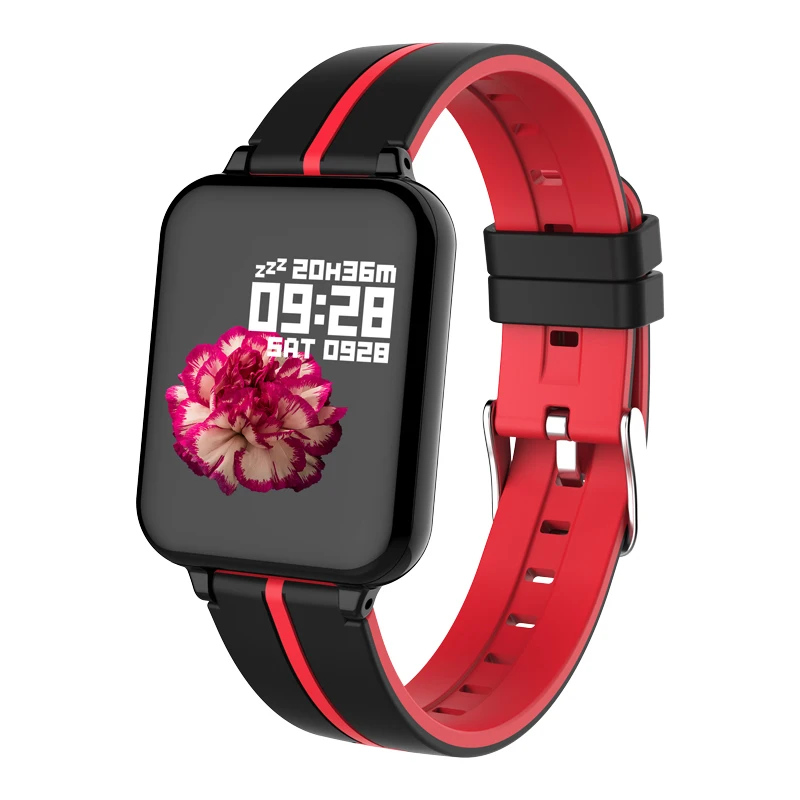 black red 696 B57 Смарт часы кровяное давление фитнес-трекер сердечного ритма IP67 Водонепроницаемый Bluetooth Смарт-браслет спортивные наручные часы - Цвет: black red