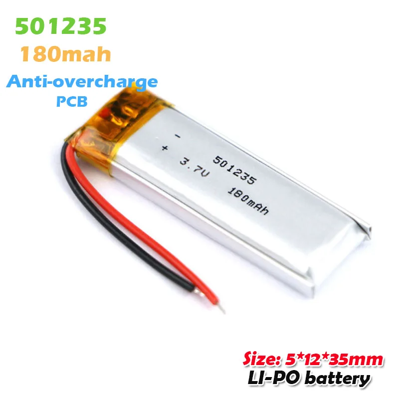 501235 3 7 v 180mAh литий-полимерный аккумулятор для MP3 MP4 GPS навигации гарнитура и