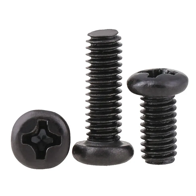 

Оптовая продажа черный круглый винт (жесткий) электронный цифровой винт, PM головка pan винт M2-M4 500 шт