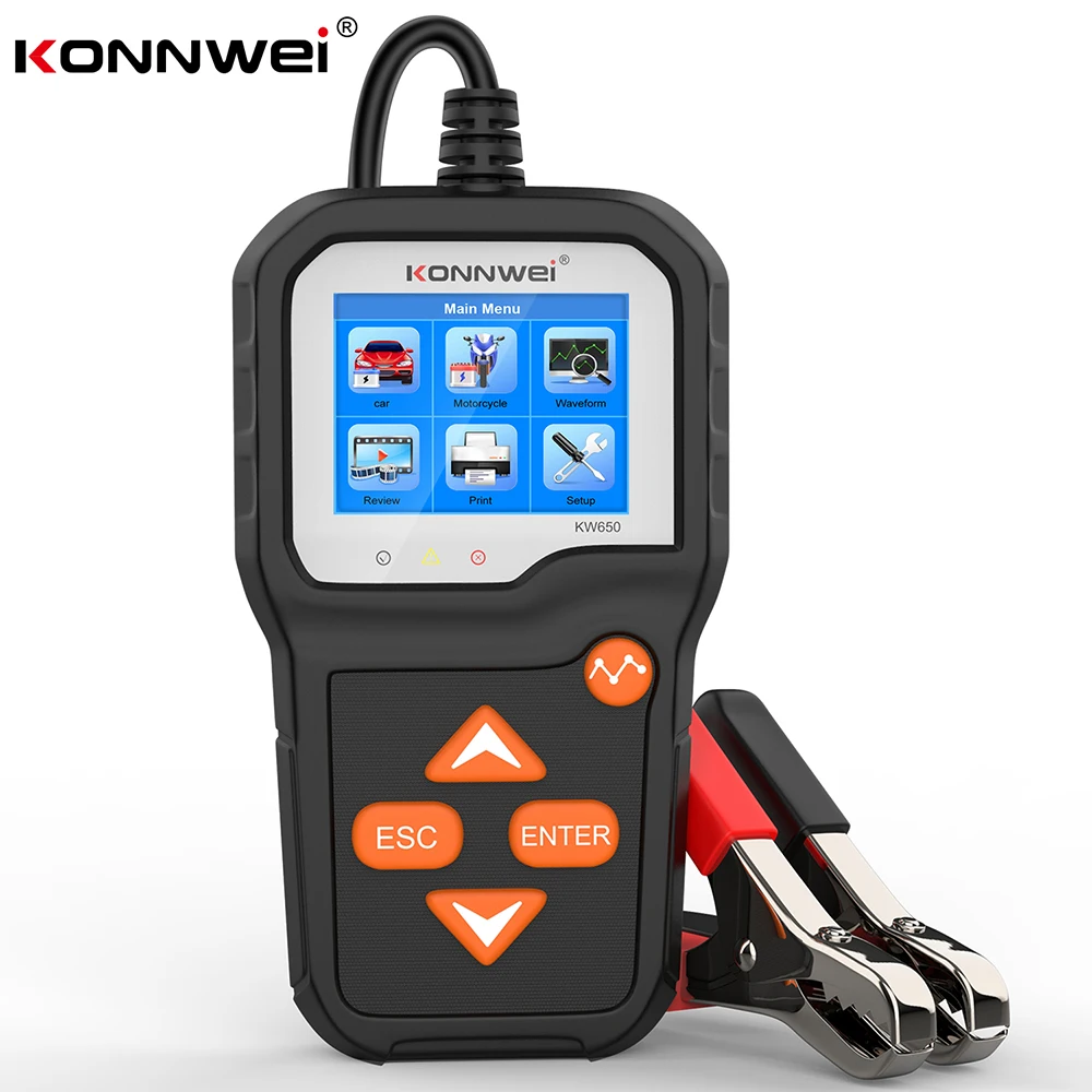

KONNWEI KW650 Car Battery Tester 6V 12V Car Motorcycle Battery Analyzer 2000CCA Charging Cranking Test Car Diagnostic Tools
