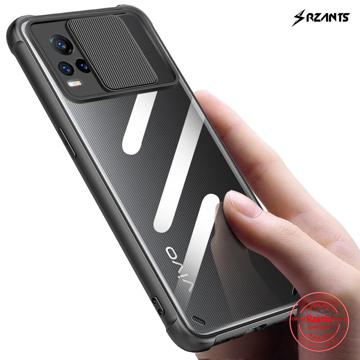 Чехол Rzants для VIVO V21E 4G мягкий [Защита объектива] воздушная подушка прозрачный