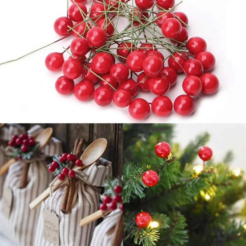 100pcs Christmas Tree Wreath Artificial Mini Red Berry Picks Home Garden Decor | Дом и сад