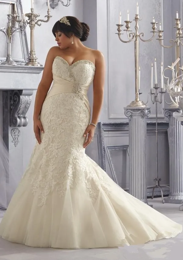 

New Arrival Plus Size Mermaid Wedding Dresses 2014 size 28W Court Train Sweetheart Beading Bridal Gowns vestidos de noivas