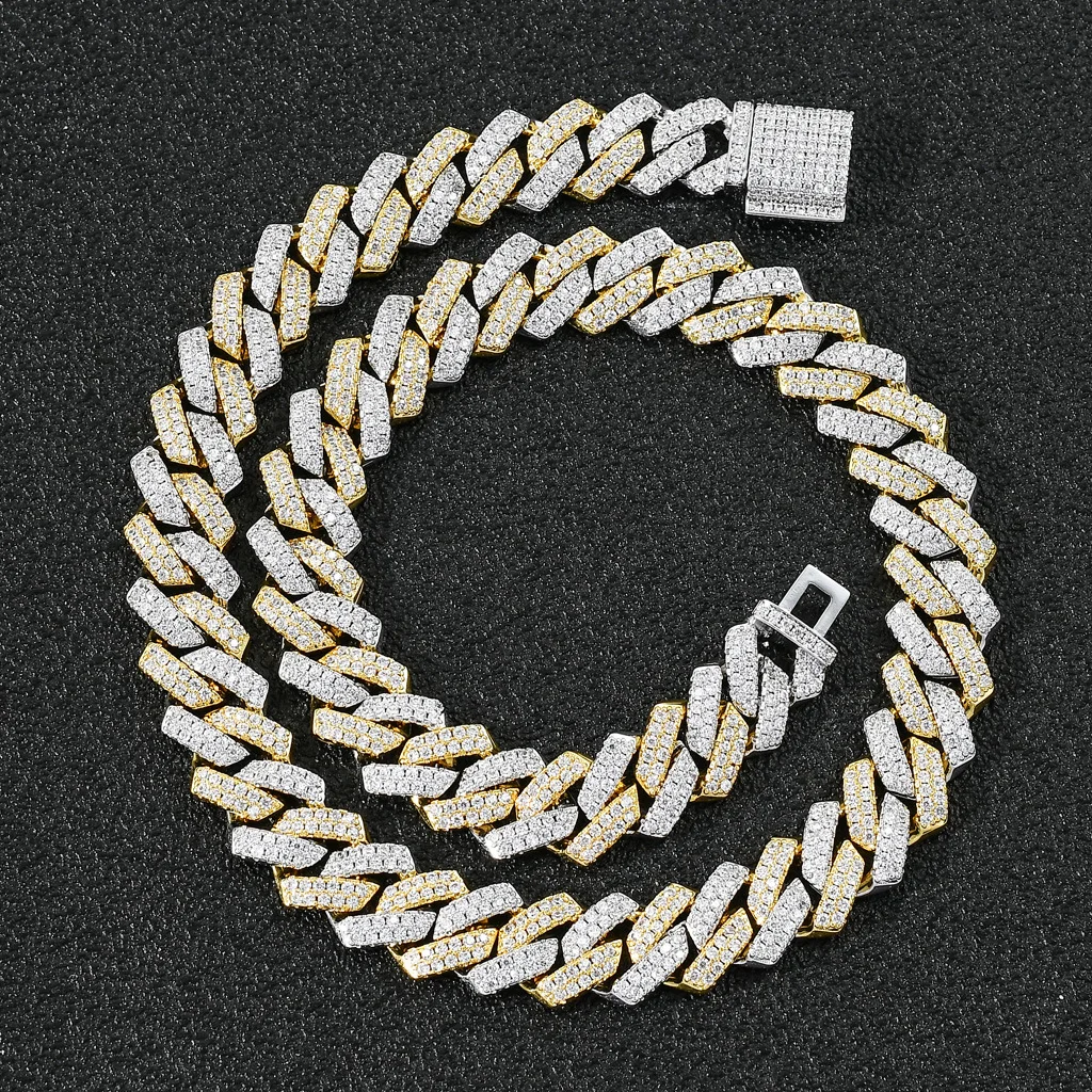 

Dropshipping New Hip Hop Bling 14mm Miami Baguette Zircon Prong Set Box Clasp Cuban Chains Necklace For Men Iced Out Jewelry