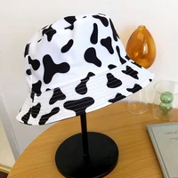 female wild double sided sunshade hat cotton polyester new hot hat japanese niche cute cow fisherman hat
