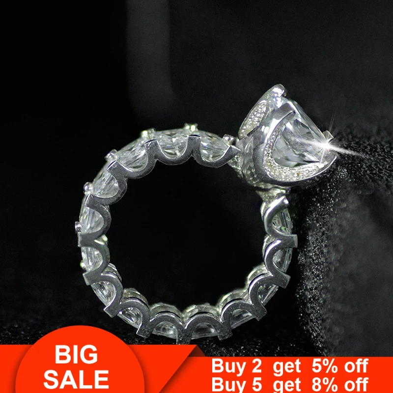 Ослепительное кольцо, 925 пробы, серебряное, круглое, 3ct, AAAAA, кубический цирконий, обручальное кольцо, кольца для женщин, свадебная мода, ювелирное изделие