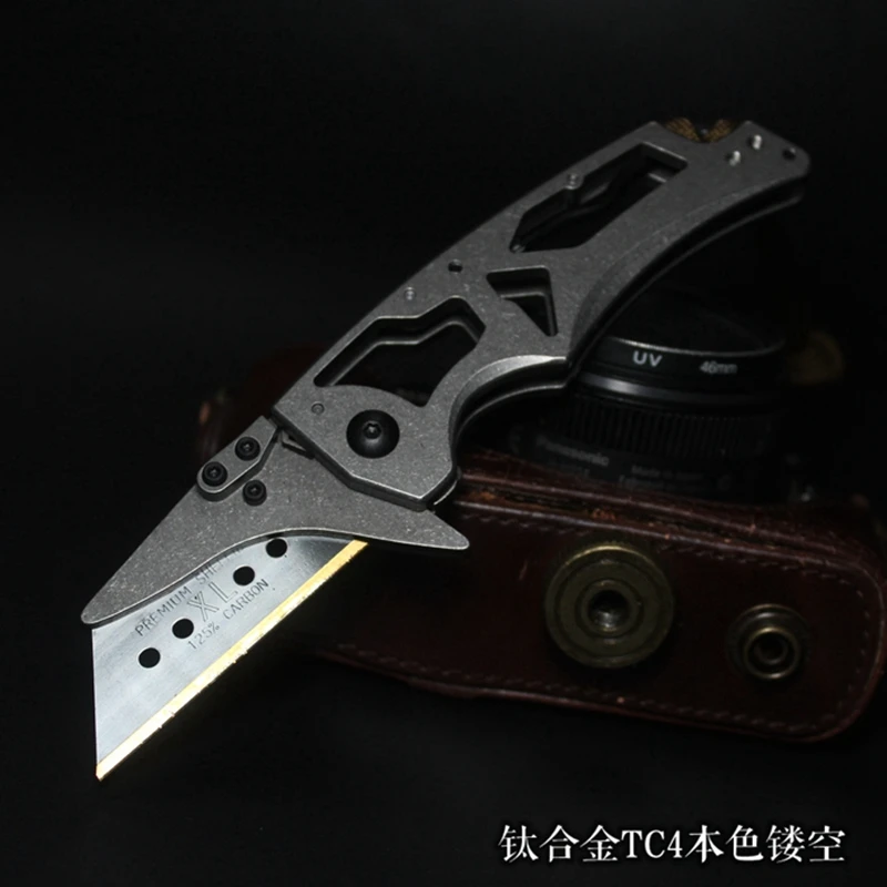 Фото Складной нож из титанового сплава EDC карманный резец с полым лезвием для резки