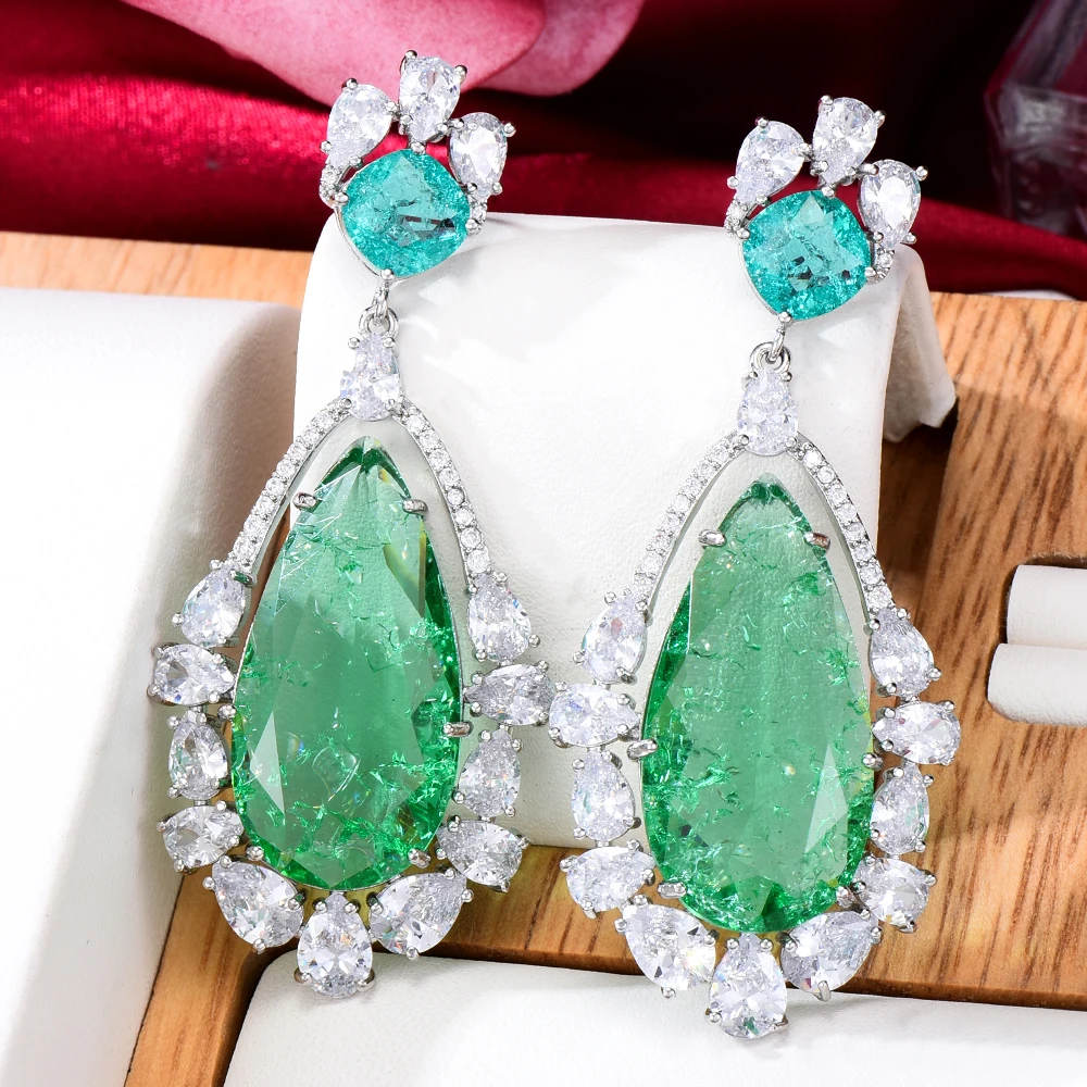 

GODKI Trendy Luxury CZ Big Crystal Pendant Earrings For Women Dangle Luxury Mirco Paved Cubic Zircon Womens Earrings in Jewelry