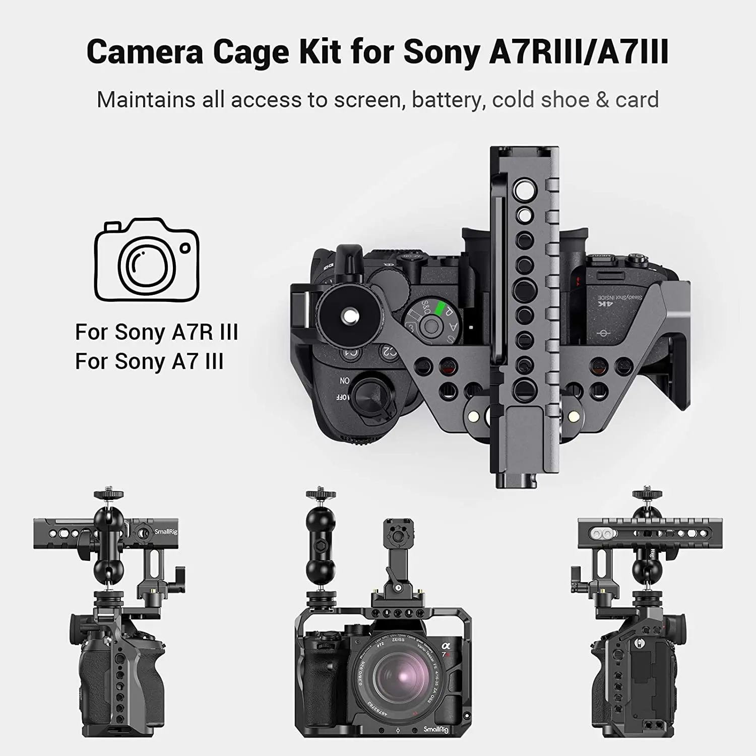 

Комплект клетки A7r3 для камеры Sony A7m3 для камеры Sony A7R III/A7 III клетка с верхней ручкой ручка для камеры шаровая Головка