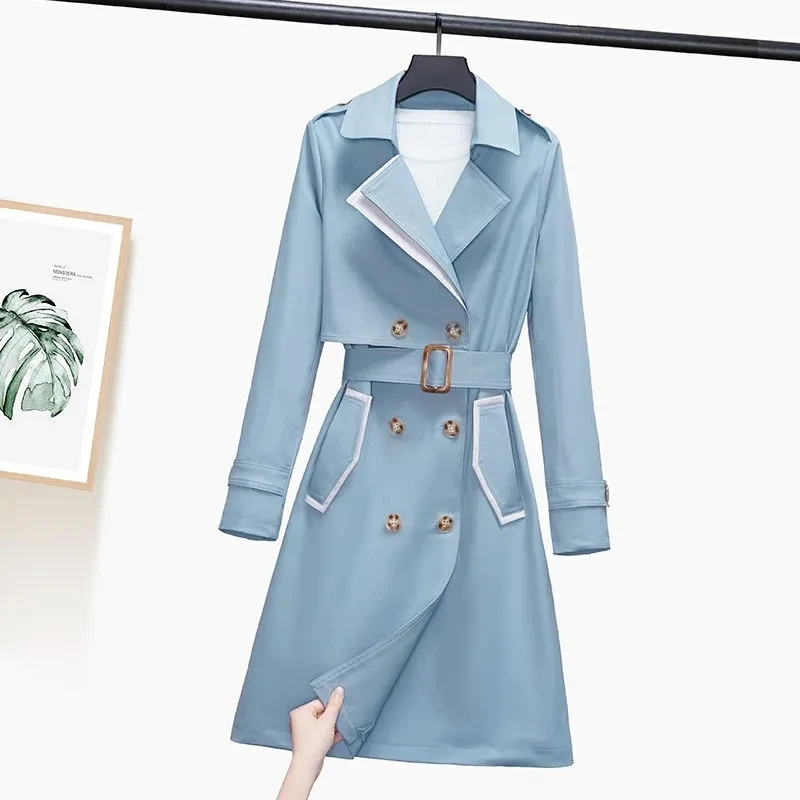 

Windbreaker women's middle long 2021 autumn new overcoat korean coats women luxury coat Streetwear Broadcloth