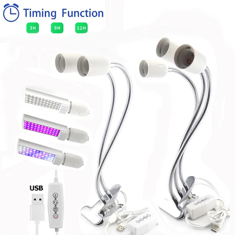 

5V USB таймер держатель зажим полный спектр 44 Светодиодный Grow светильник лампочка Фито лампы противотуманных фар лампа для выращивания комна...