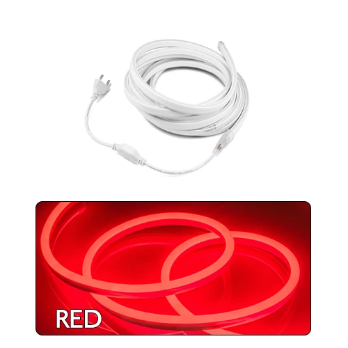 set red 220 В неоновая лента гибкая светодиодная лента Светодиодная лента Световой диод светодиодный SMD 2835 Водонепроницаемая Рождественская декоративная лента - Испускаемый цвет: set red
