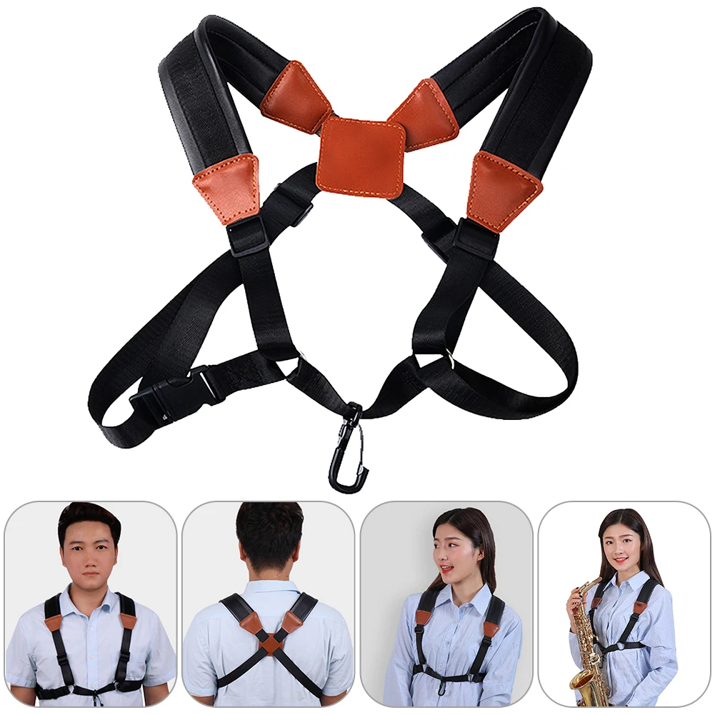 Adult Child Soft Sax Strap Leather Double Shoulder Saxophone Straps with Steel Hook for Alto Tenor Soprano | Спорт и развлечения