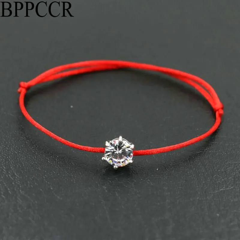 BPPCCR серебро Цвет круглые стразы кристаллы AAA циркон тонкая красная веревочная