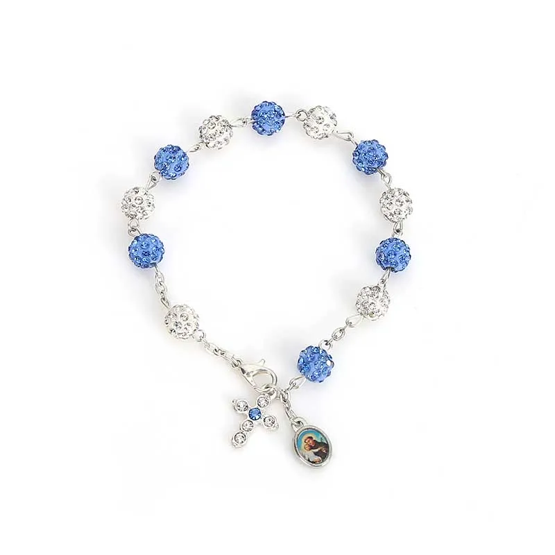 Религиозный браслет из искусственного жемчуга с кристаллами детский Святой