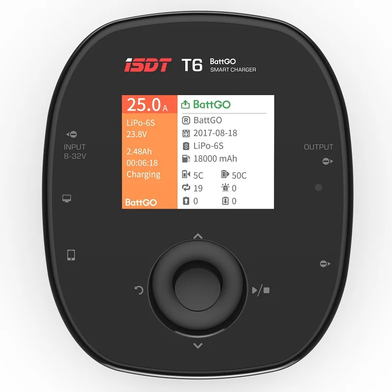 Умное зарядное устройство ISDT T6 BattGo 780 Вт 35A с ЖК дисплеем для аккумуляторов Lipo LiHv