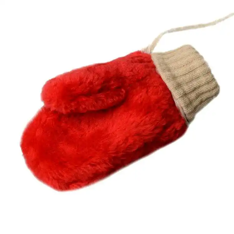 Теплые кожаные перчатки из овчины для мужчин и женщин зимние толстые шерстяные