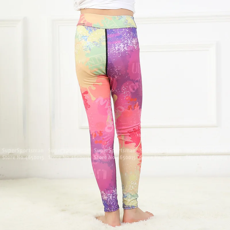 Детские радужные штаны для бега йоги маленьких девочек и мальчиков спортивные